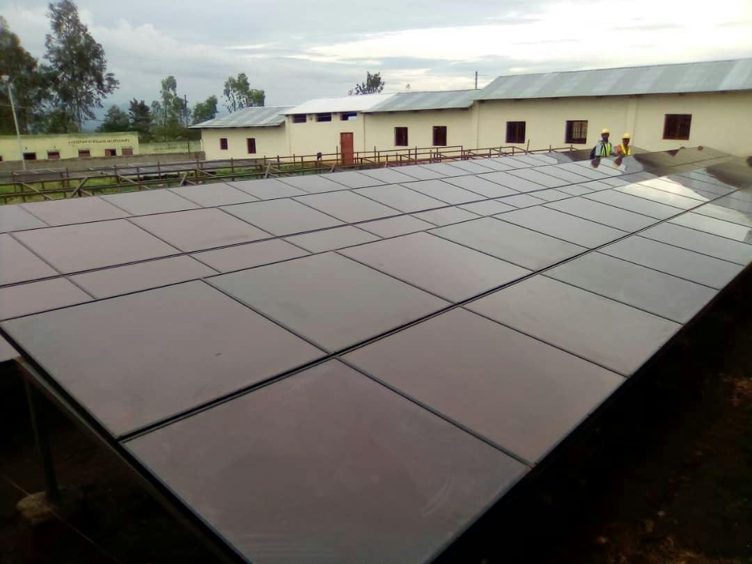 100kw solar farm in Luvungi, DRC, using donated solar panels